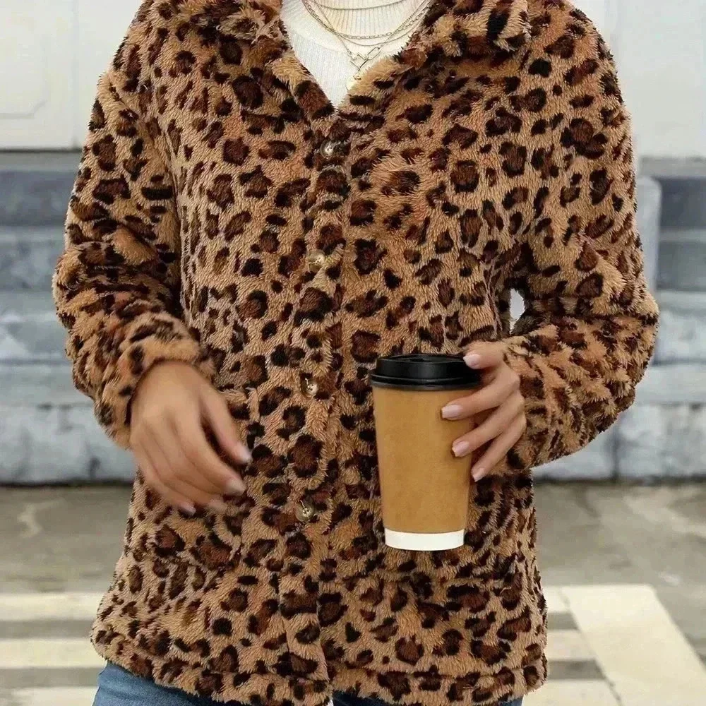 NEW 🌼 Leopard Print Long Sleeve Button Jacket - Sz M - Picture 3 of 8